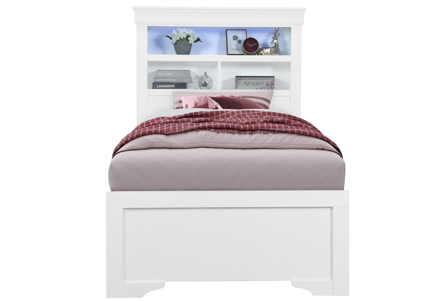 Pompei - Twin Bookcase Bed Side Rails - Metallic White