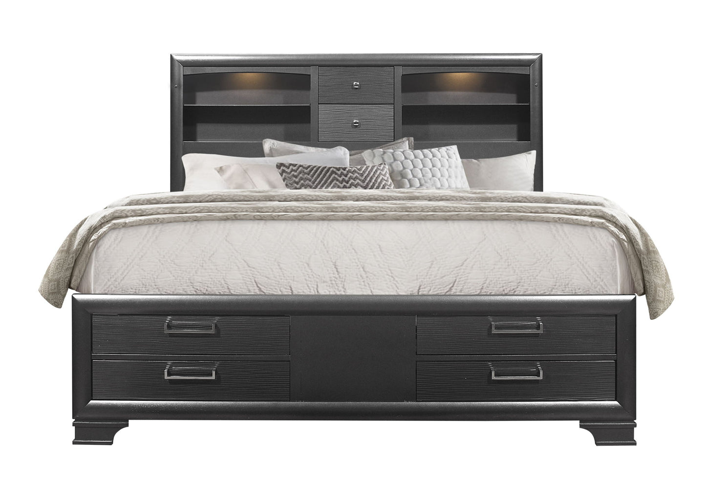 Jordyn - Queen Bed Headboard With Storage - Gray