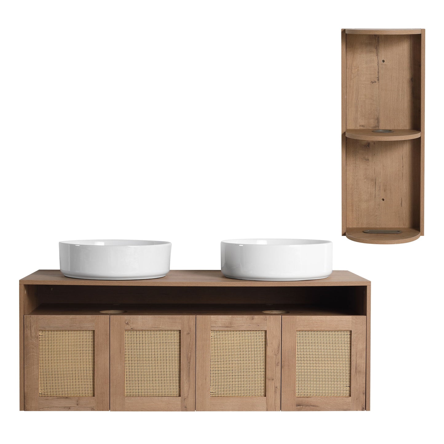Bathroom Vanity With Art Sink And Storage Rack, Float Mounting Design