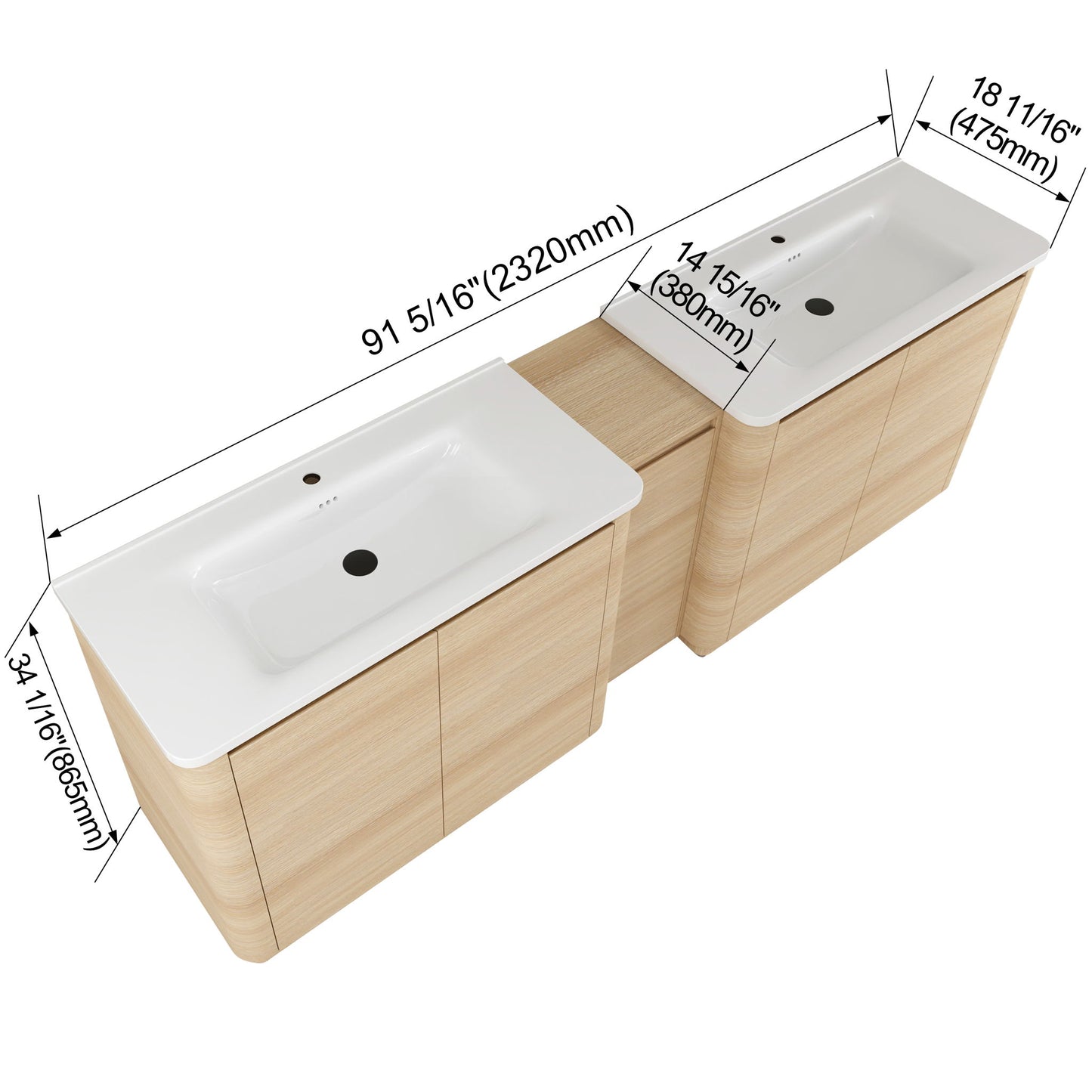 Soft Close Door Freestanding Bathroom Vanity With Sink, 1 Small Storage Cabinet