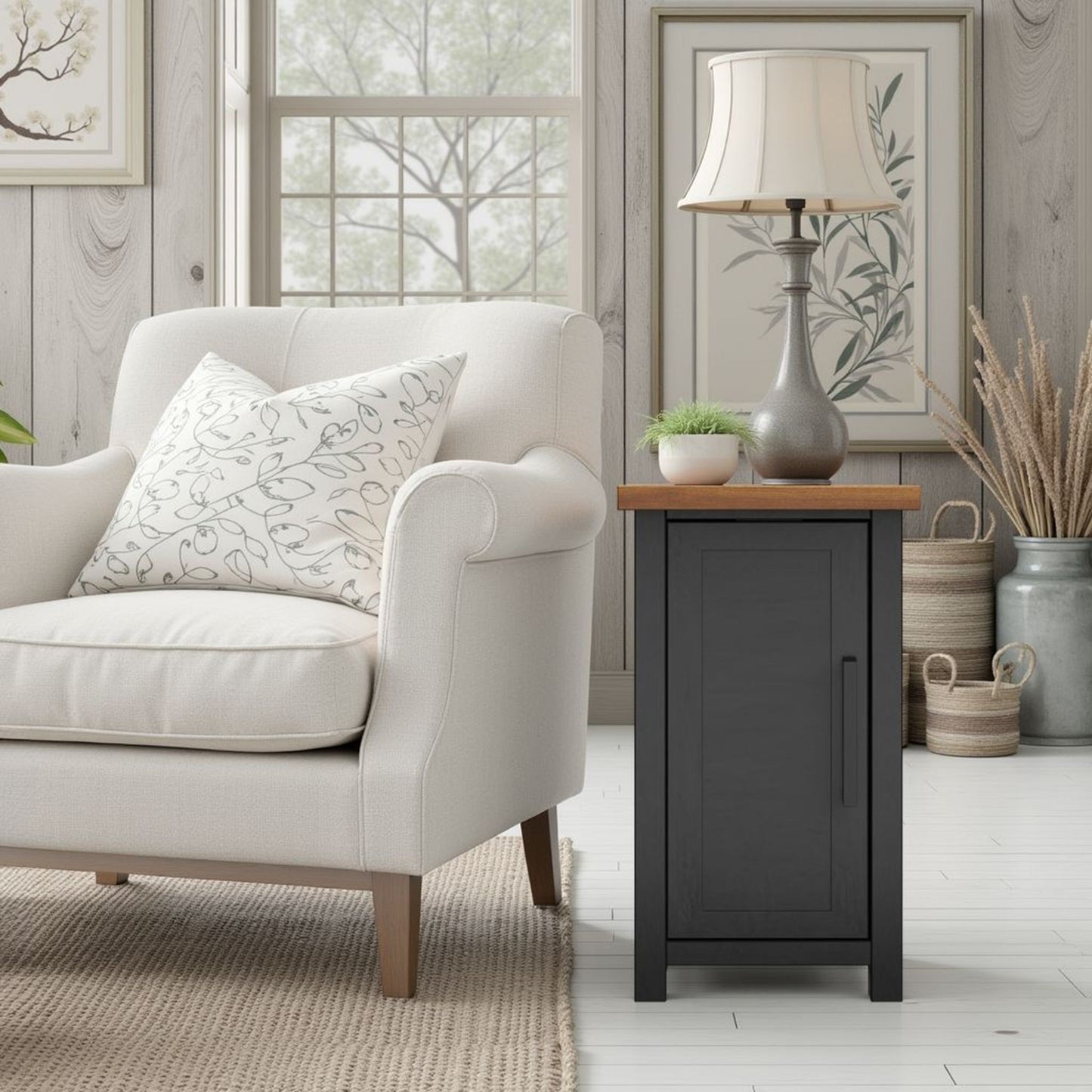 Chairside Table - Black / Whiskey