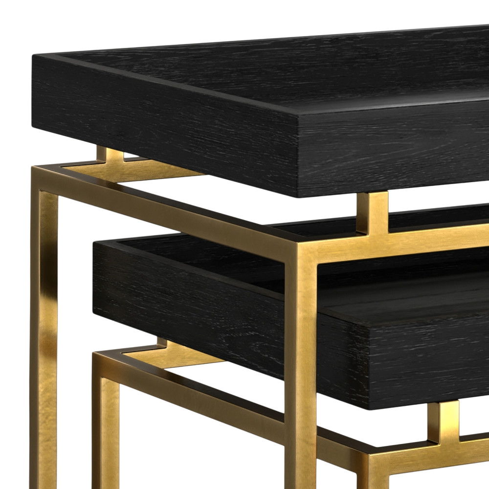 Macy - 2 Pieces Nesting Table - Black / Gold