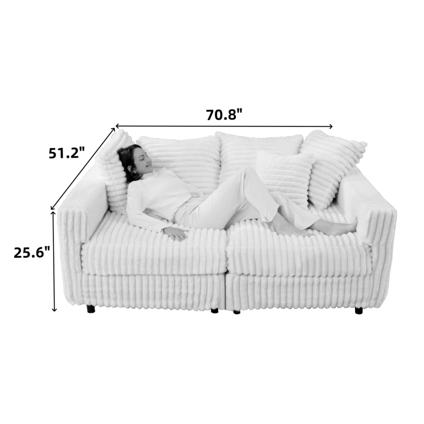 Modern Comfy Upholstered 4 Seat Sofa Cloud Couch,Deep Seat With Soft Pillows