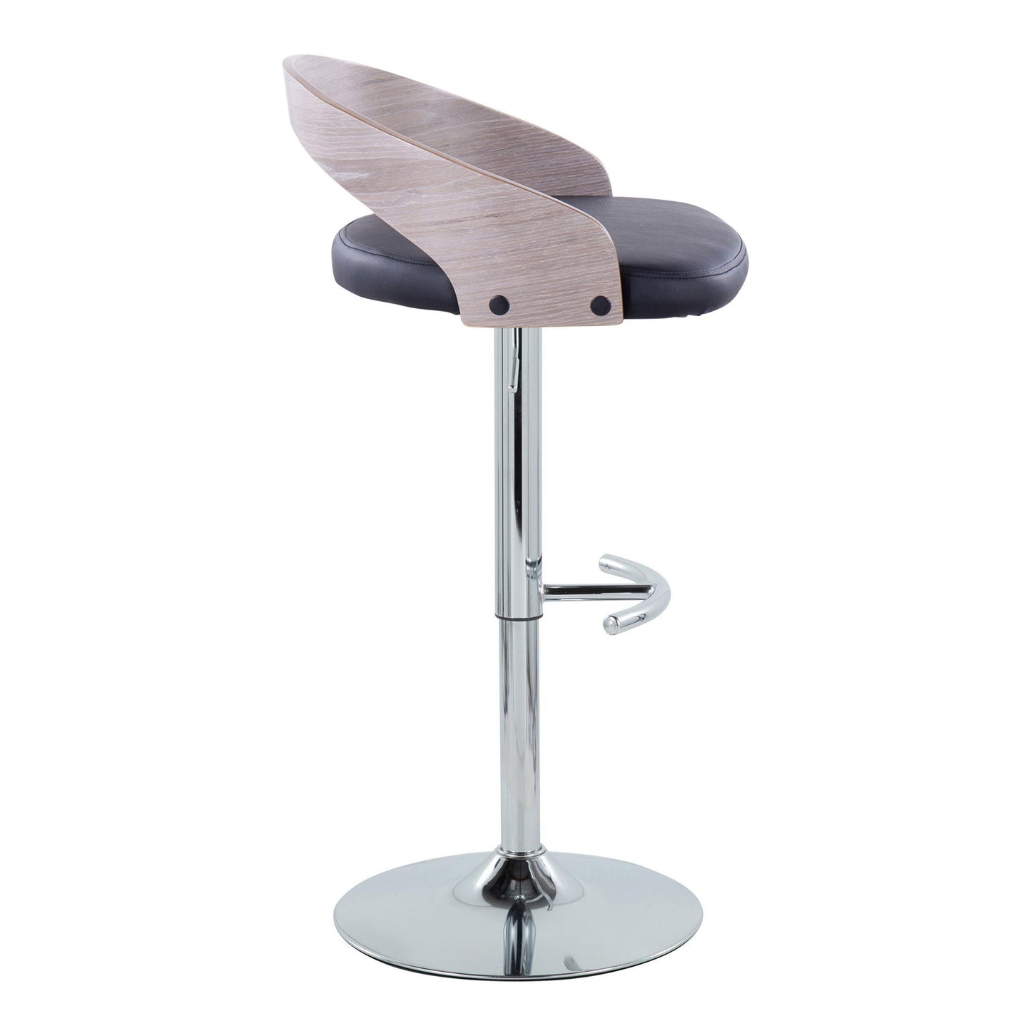 Grotto - Contemporary, Adjustable Barstool With Swivel With Rounded T Footrest (Set of 2)