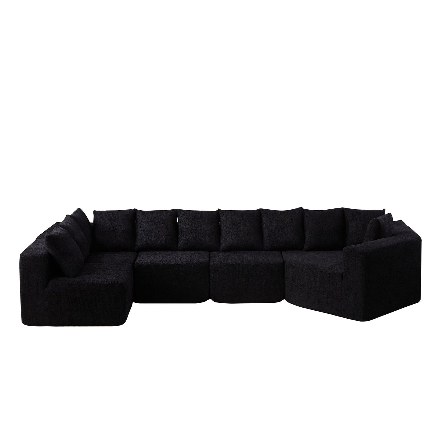 L - Shaped Modular Sofa With Deep Seat And 11 Pillows