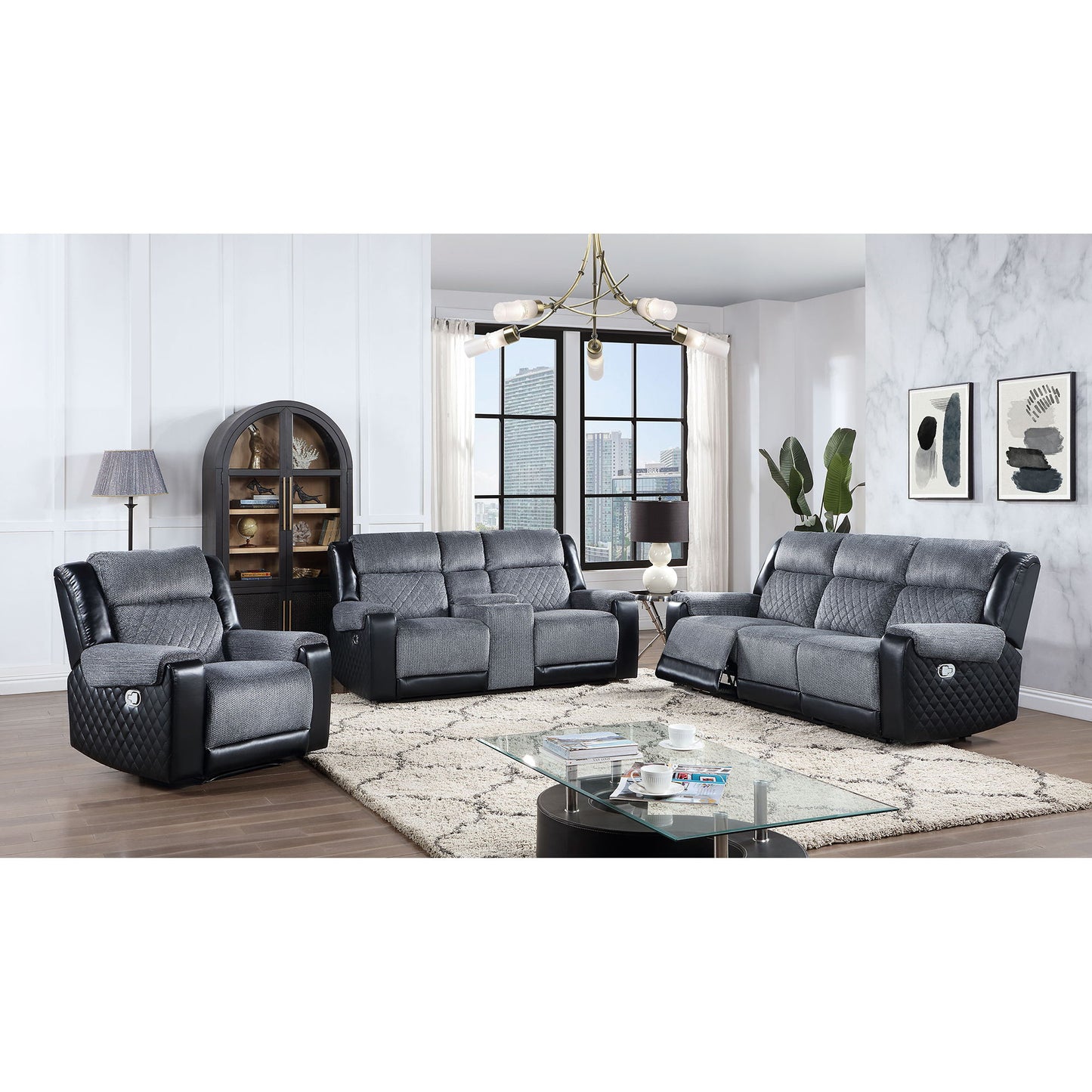 Alicia - Console Reclining Loveseat - Gray Black