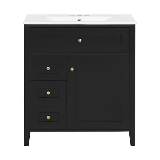 Bathroom Vanity With Sink, 3 Drawers And Adjustable Shelf, Freestanding Storage Unit