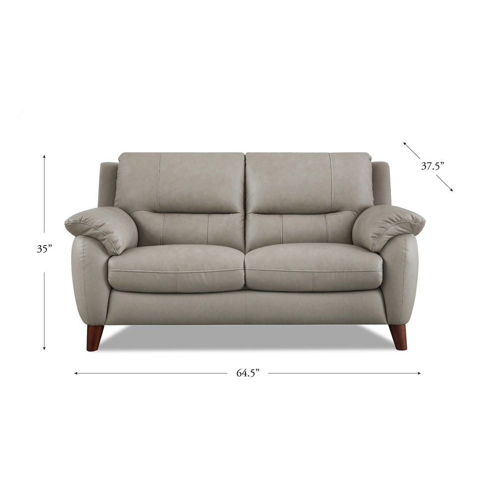 Lara - Leather Loveseat - Stone Gray