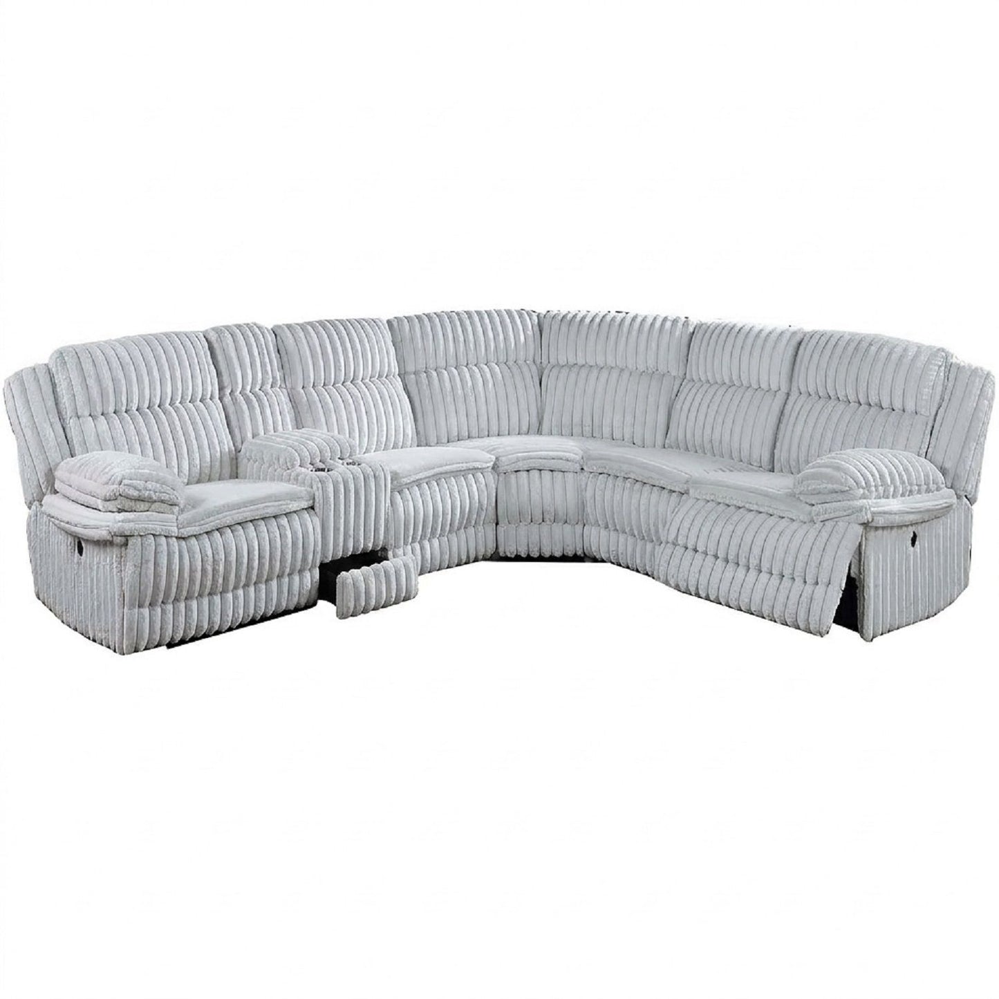 U-Shaped Sectional Sofa With Console Cup Holder, Storage Drawer, Manual Reclining