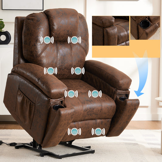 Power Lift Recliner Chair with Massage  Elderly, Overstuffed Wide Recliners, Heavy Duty and Safety Motion Reclining Mechanism