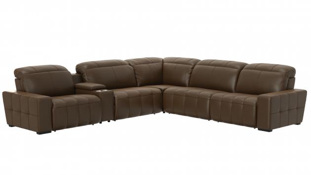 Catnapper Spoleto — 6-piece power sectional with console in Café Latte