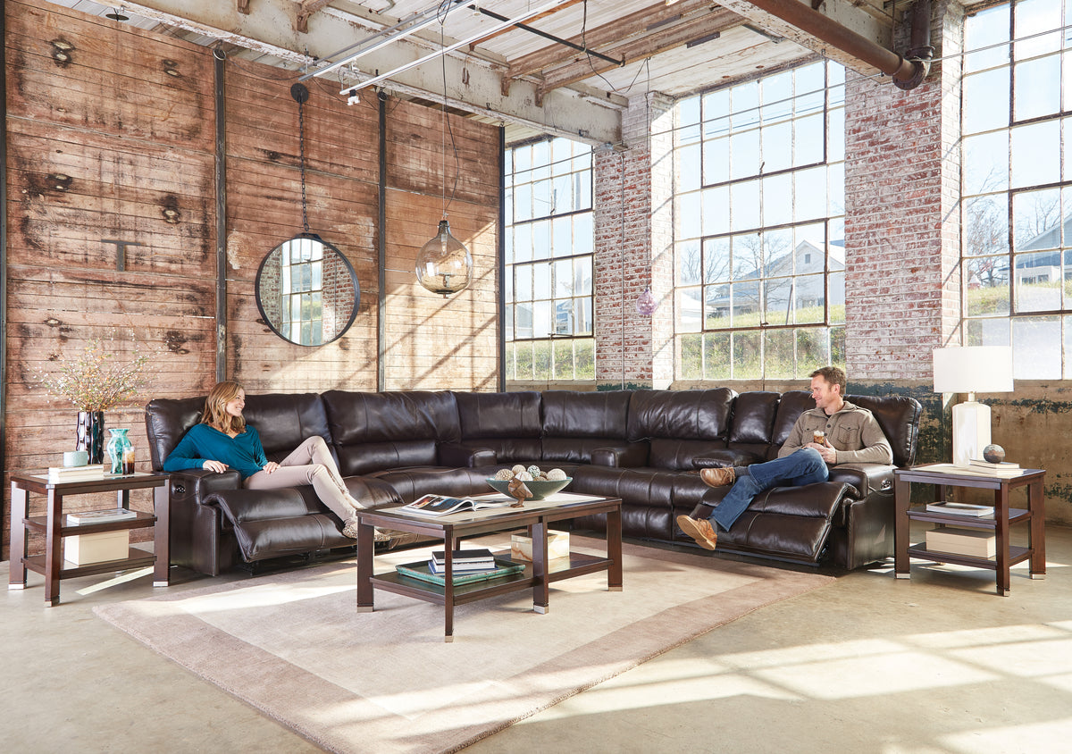 Catnapper Wembley complete three-piece sectional shown in Chocolate