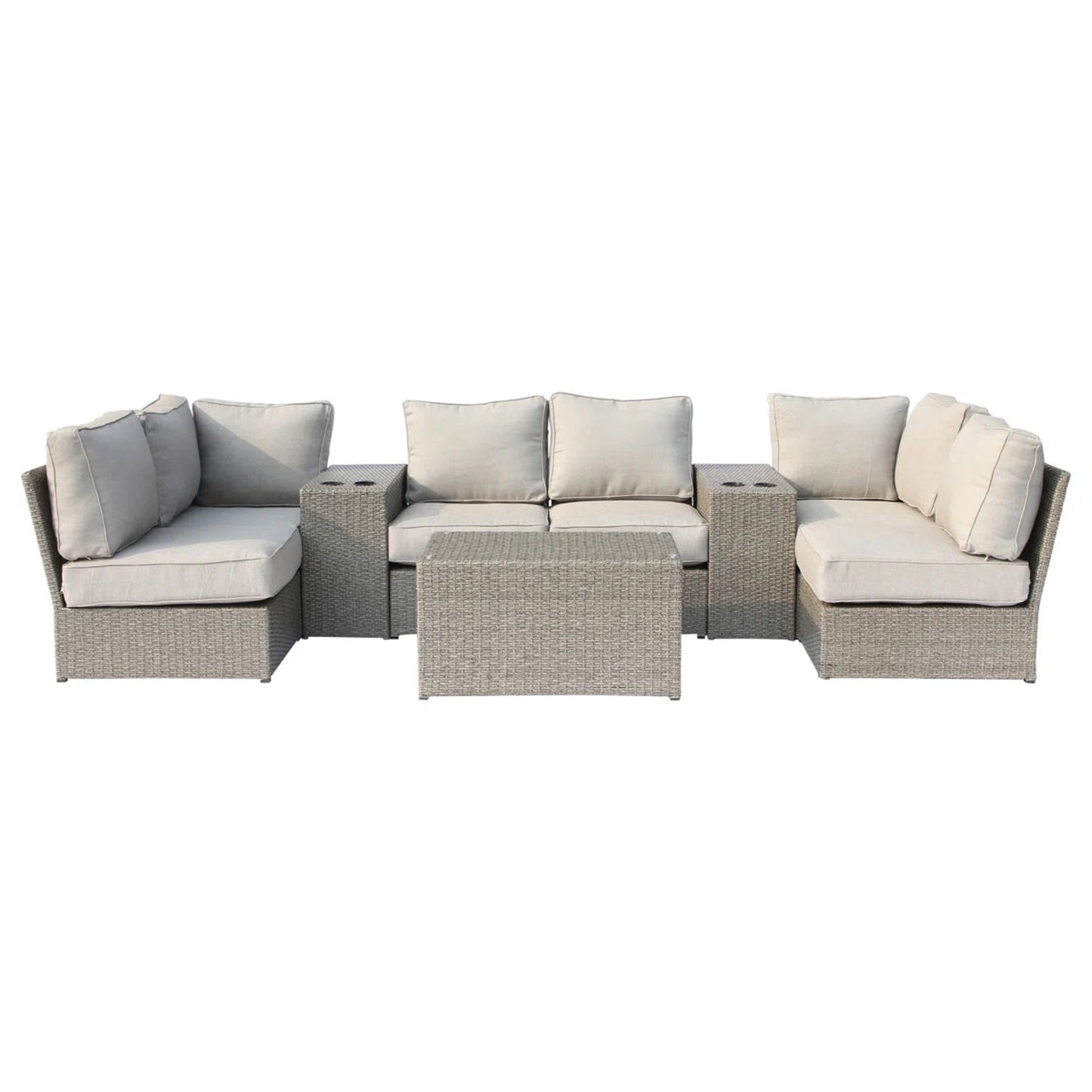 Comfortable Modern Patio Rattan Sectional Set With Cushions