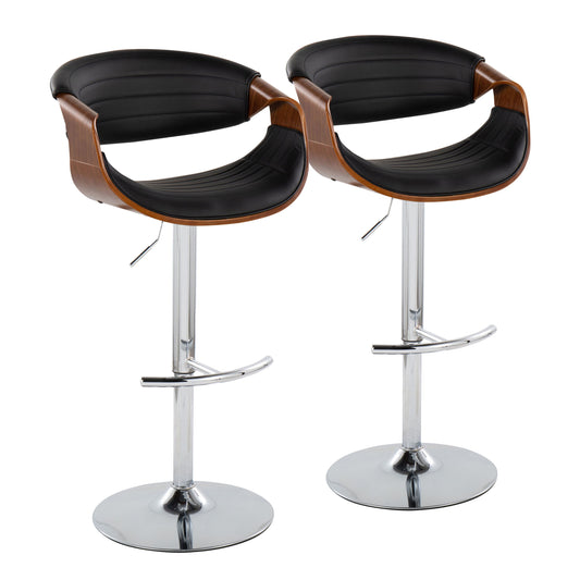 Symphony - Mid Century Modern Adjustable Barstool & Swivel With Rounded T Footrest (Set of 2)