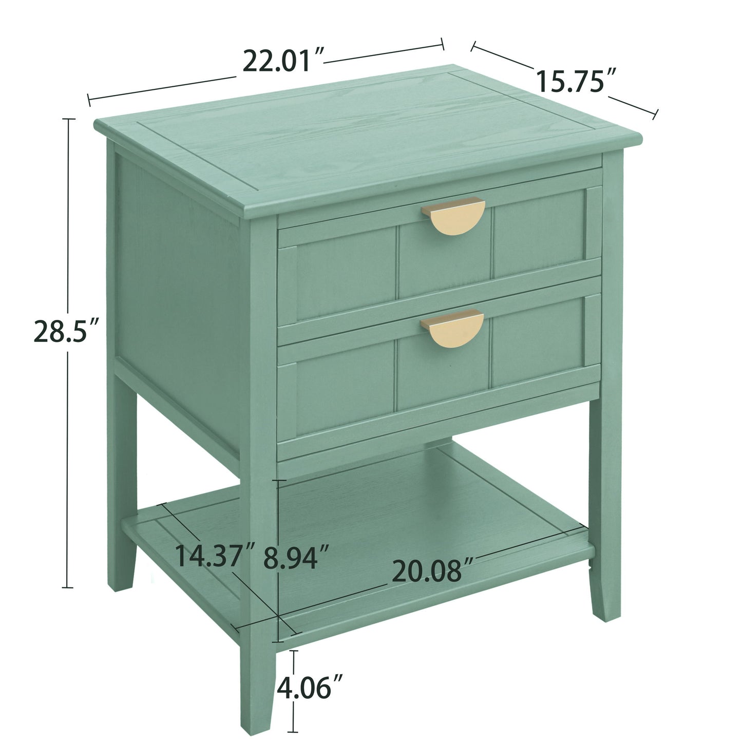 2 Drawer Side Table, American Style, End Table, Suitable For Bedroom, Living Room, Study