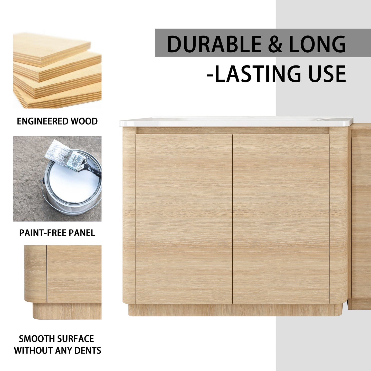 Soft Close Door Freestanding Bathroom Vanity With Sink, 1 Small Storage Cabinet