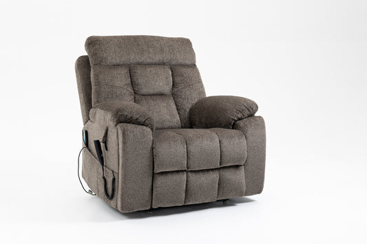 Old age electric lift chair, flat high density foam electric sofa, with heating and massage functions, can tilt to 180 degrees, 2 pocket cup holders, 2 remote controls, dual OKIN motors