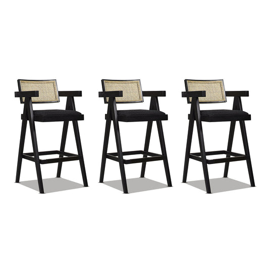 Milan - Modern Webbing Back Stool With Arms (Set of 3)