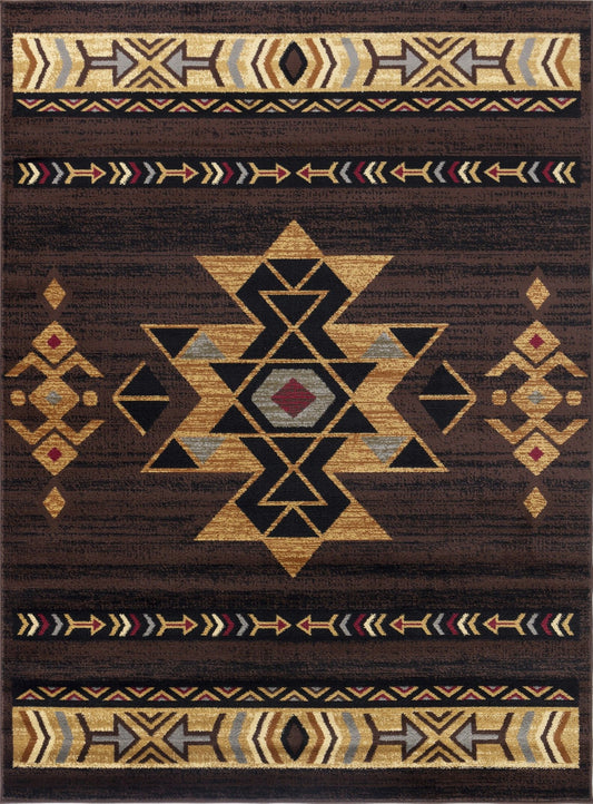 Tribes - 5'3" X 7'3" Southwest Area Rug - Brown