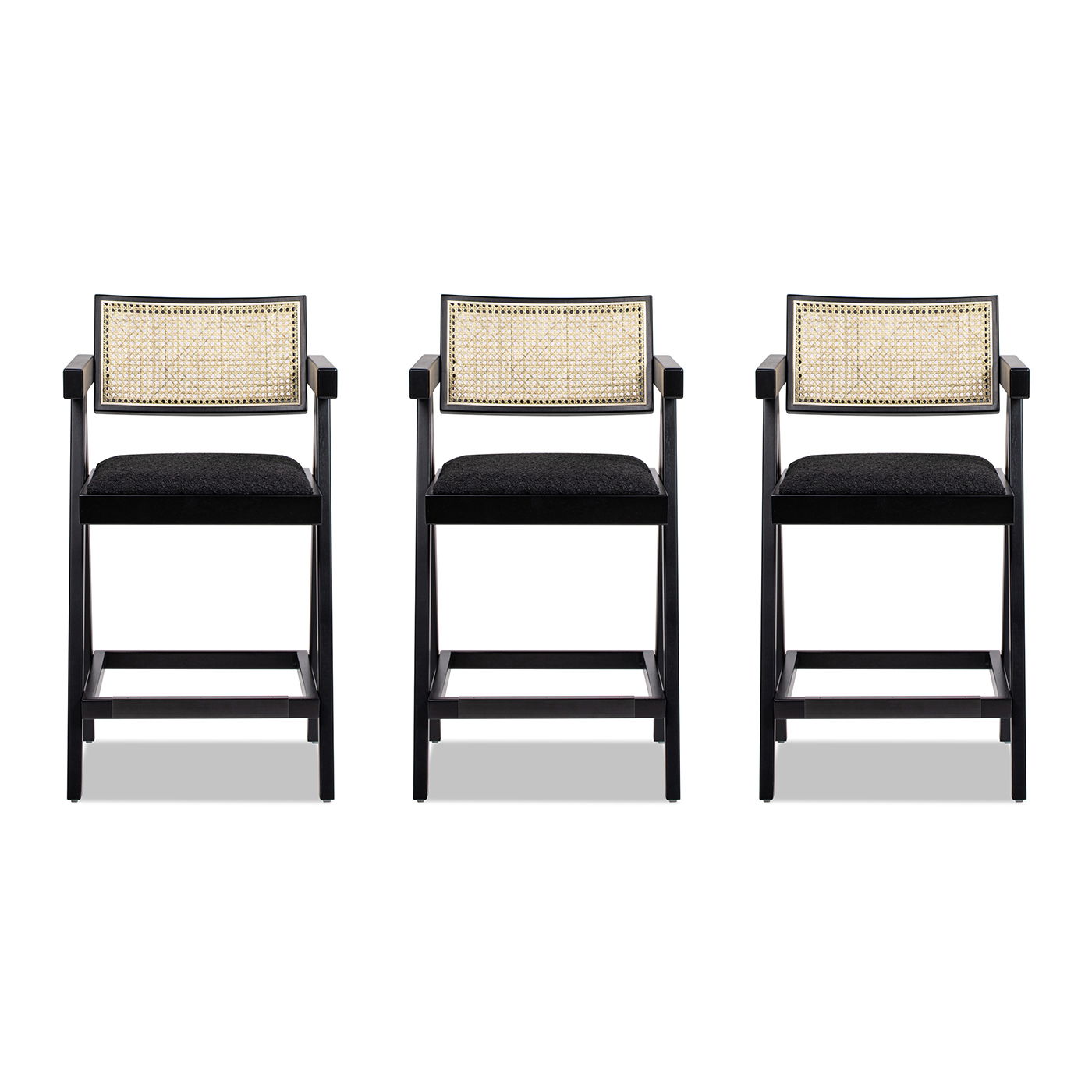 Milan - Modern Webbing Back Stool With Arms (Set of 3)