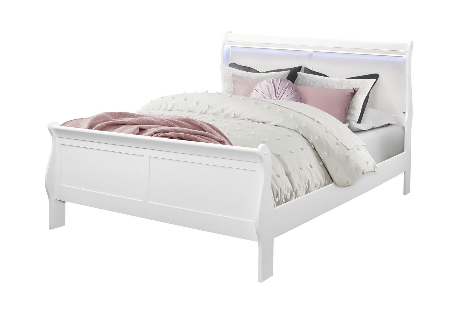 Charlie - Queen Bed With LED Side Rails - White