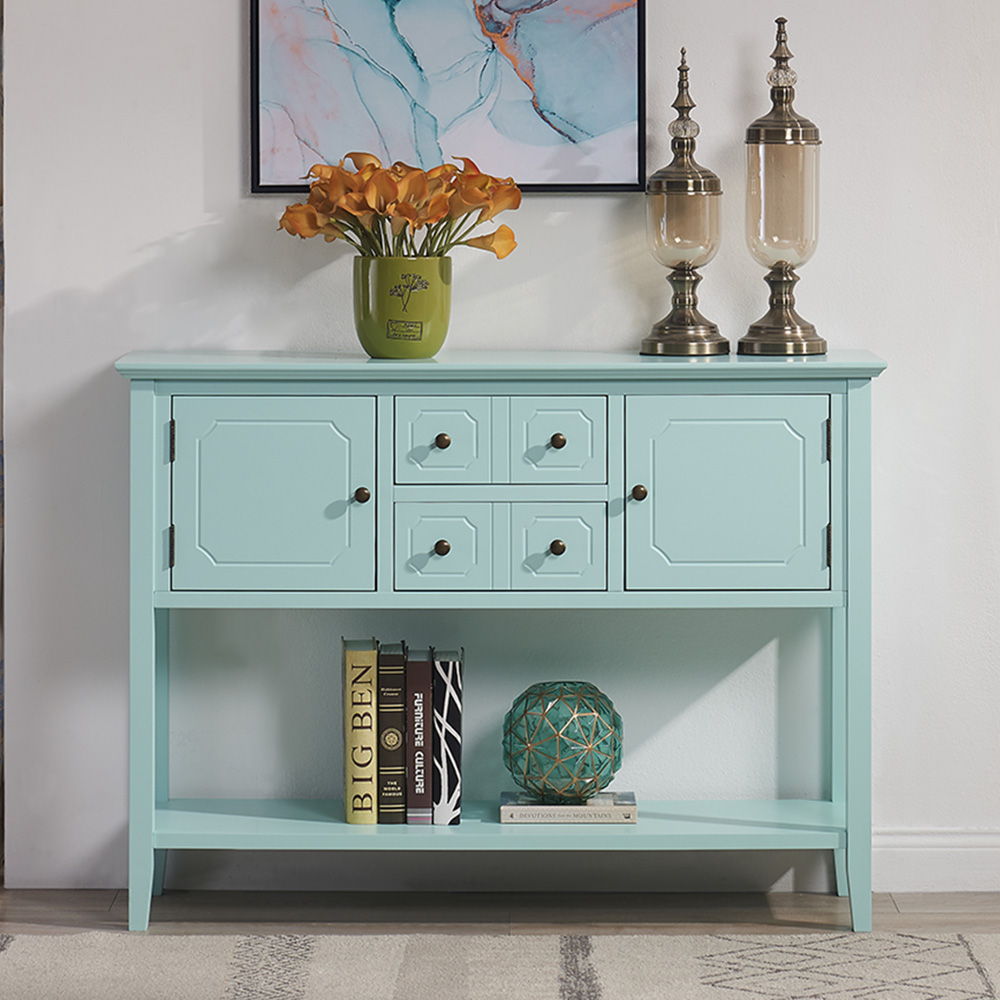 Sideboard Buffet Cabinet, Kitchen Buffet Storage Cabinet With Doors, Entryway Table Console Cabinet For Entryway Living Room - Aqua Green