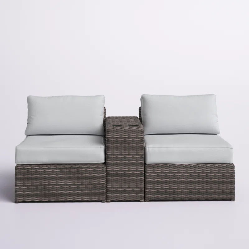 2 Person Seating Set & Cushions - Brown / Gray