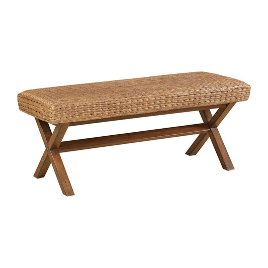 The Bench With Water Hyacinth Seat And Mahogany Base - Chestnut