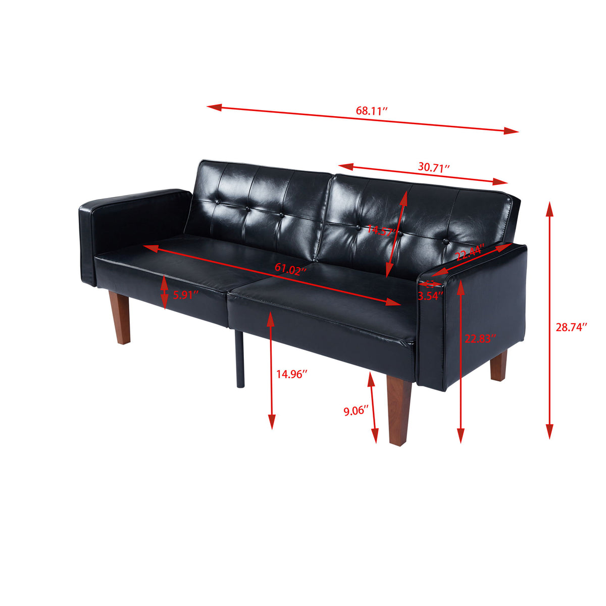 3 Position Split Back Futon Sofa Bed For Living Room