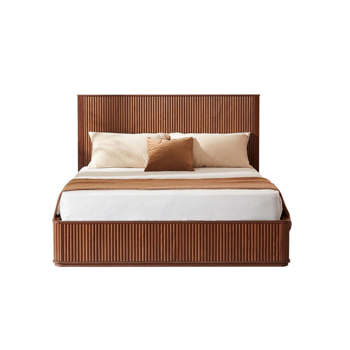 Wave Pattern Headboard Platform Bed Frame