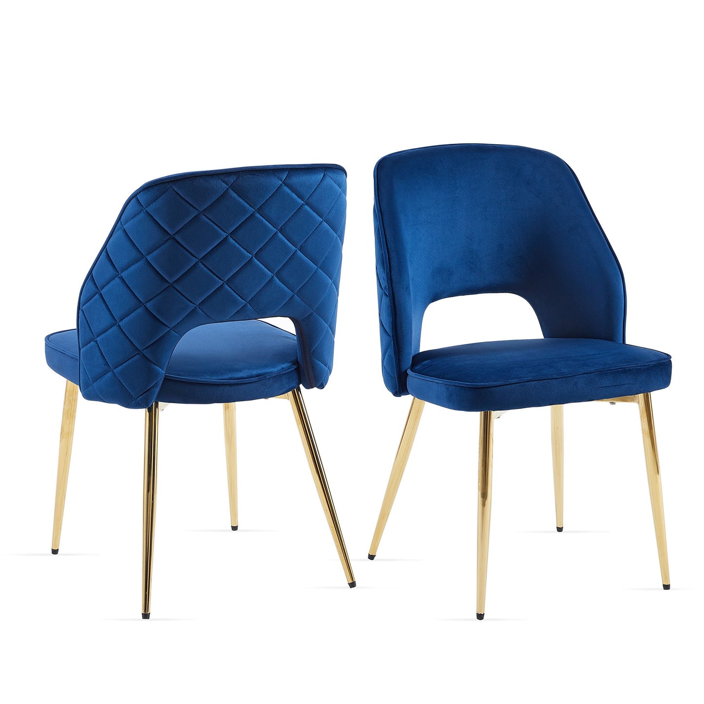 Velvet Dining Chairs With Metal Legs And Hollow Back Upholstered Dining Chairs