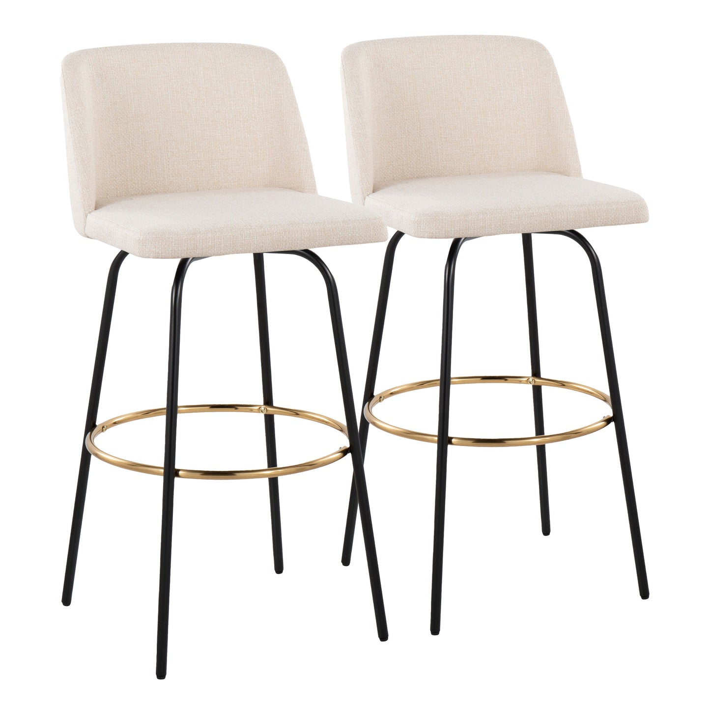 Toriano - Contemporary Fixed Height, Barstool With Swivel & Round Footrest (Set of 2)