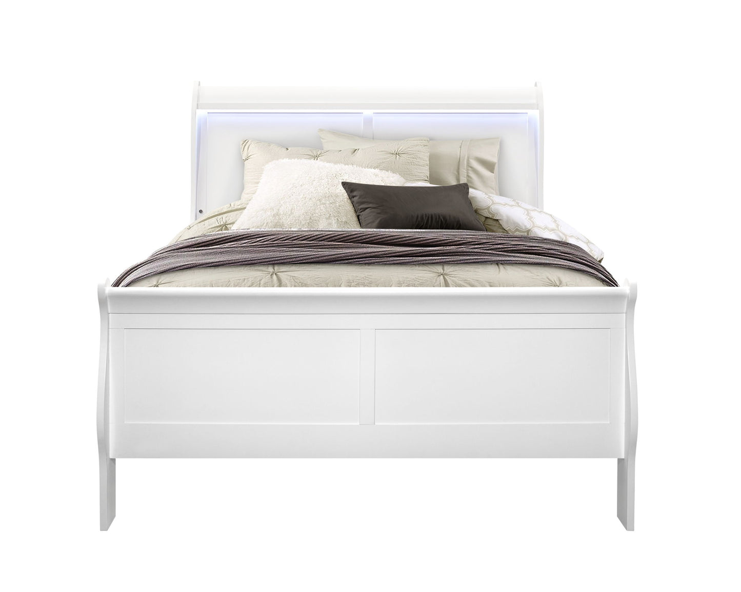 Charlie - Full Bed With LED Headboard & Footboard - White