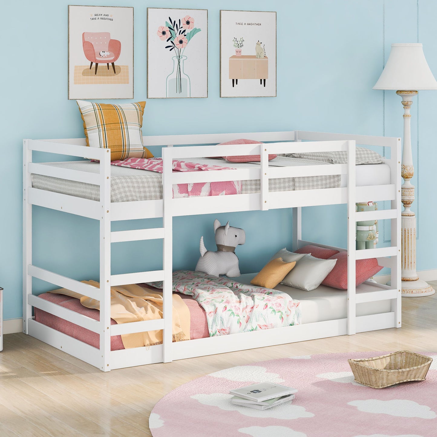 Twin Over Twin Bunk Bed With Ladder