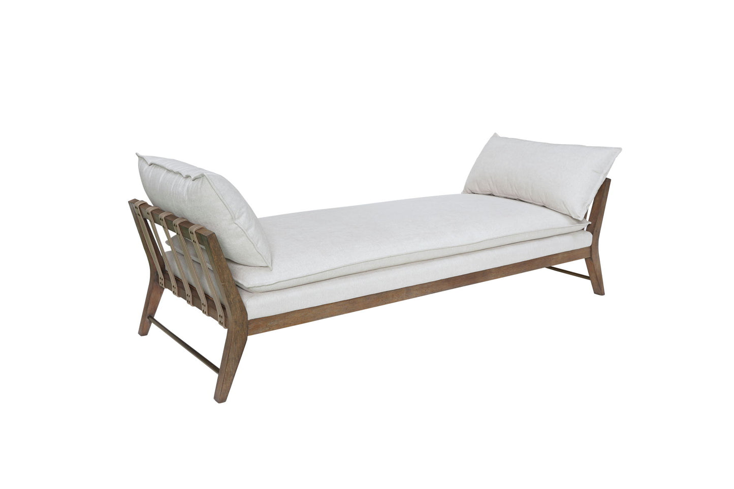 Daybed With Leather Strap Detail - White