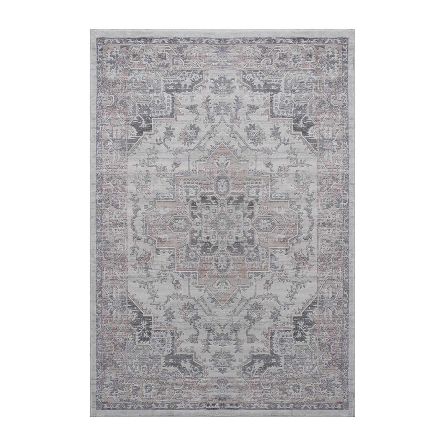 Oriental Non-Shedding Living Room Bedroom Dining Home Office Stylish And Stain Resistant Area Rug - Ivory / Beige