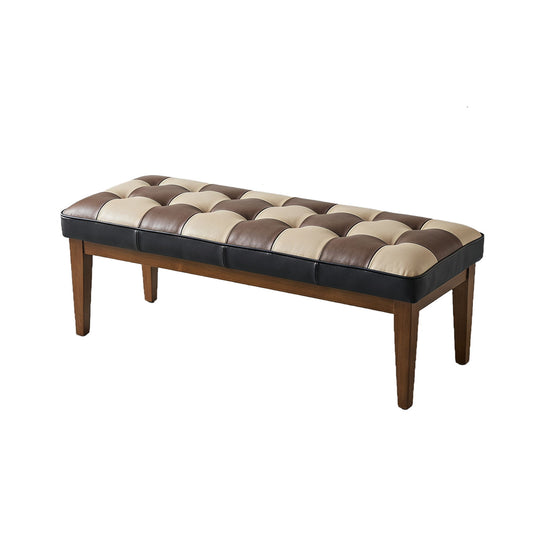 Checkered Bench For Entryway - Black / Brown / Cream