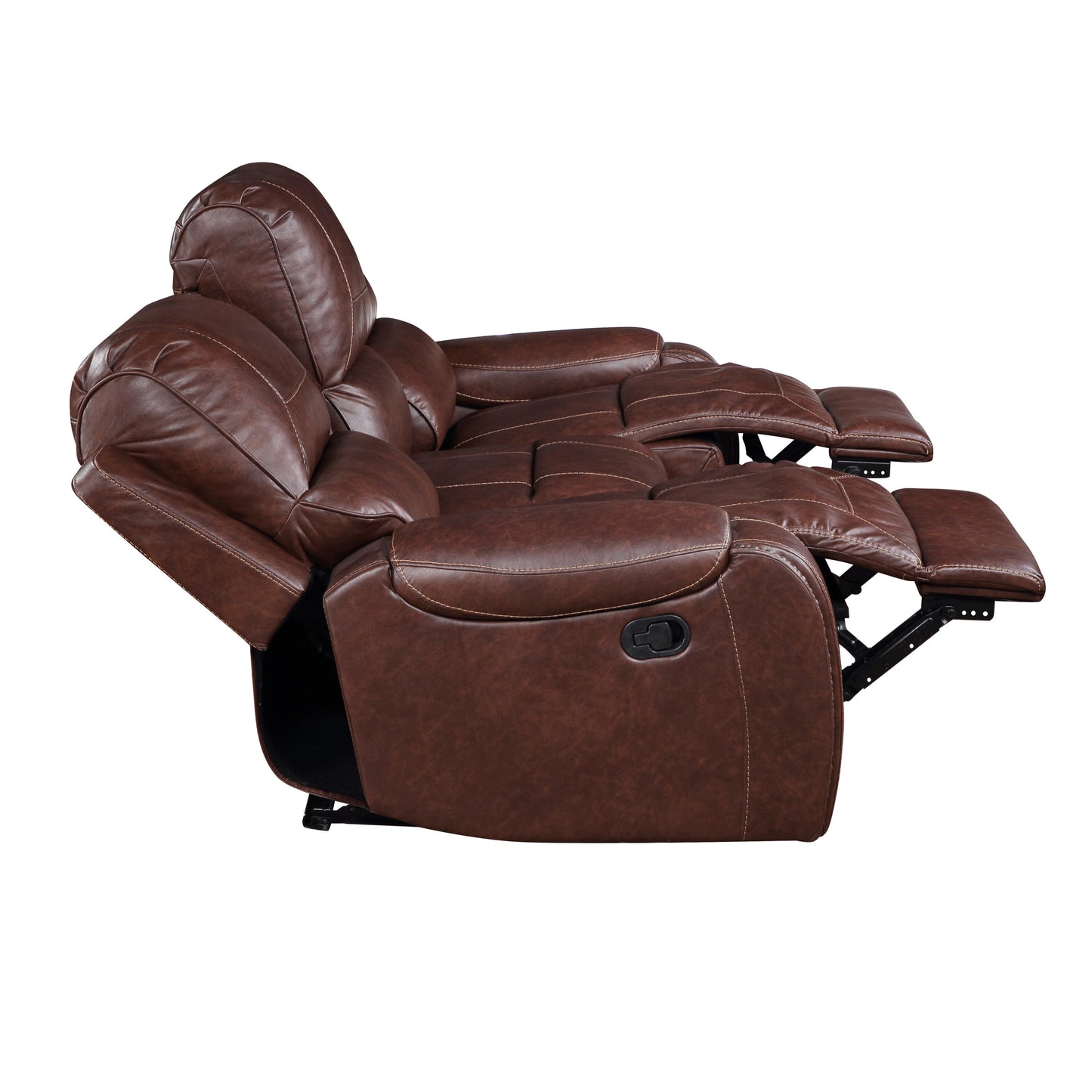 Keily - 3 Piece Manual Reclining Living Room Set In Faux Leather - Dark Brown