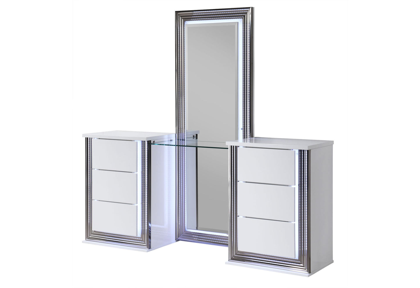 Ylime - LAF Vanity Dresser With LED - Smooth White