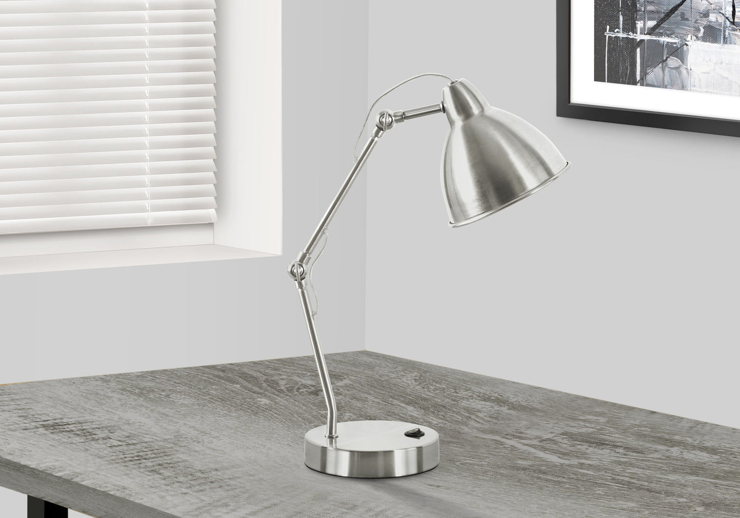 Lighting, Table Lamp, USB Port Included, Nickel Metal, Nickel Shade, Modern - Silver