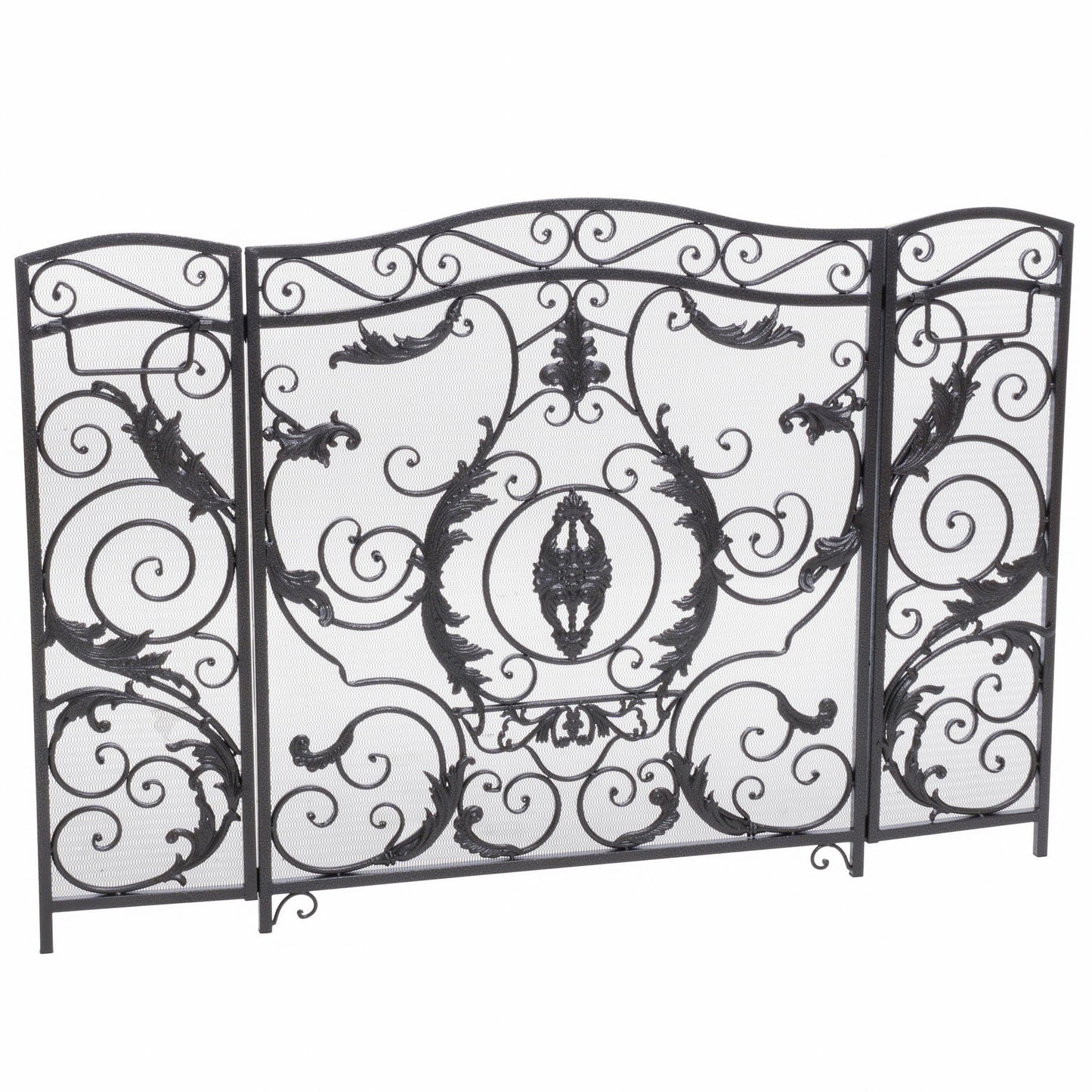 Mariella - Traditional Floral Iron Fireplace Screen With Ornate Design