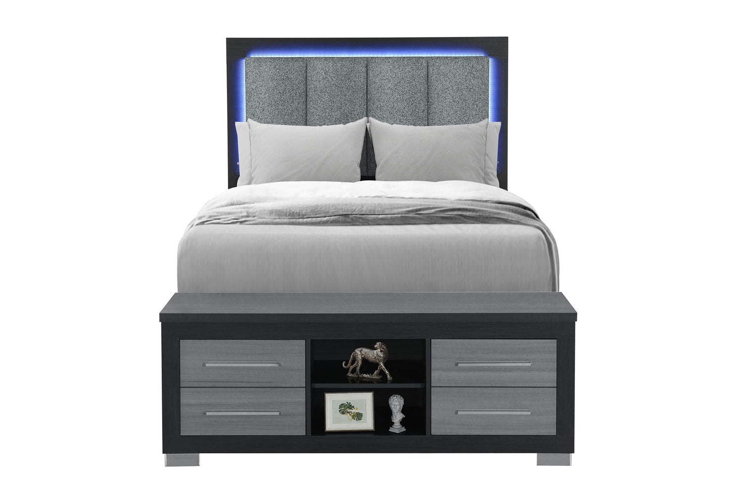 Emma - Full Bed Footboard And Slats - Gray / Black