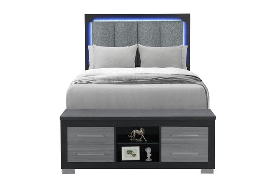 Emma - Full Bed Footboard And Slats - Gray / Black