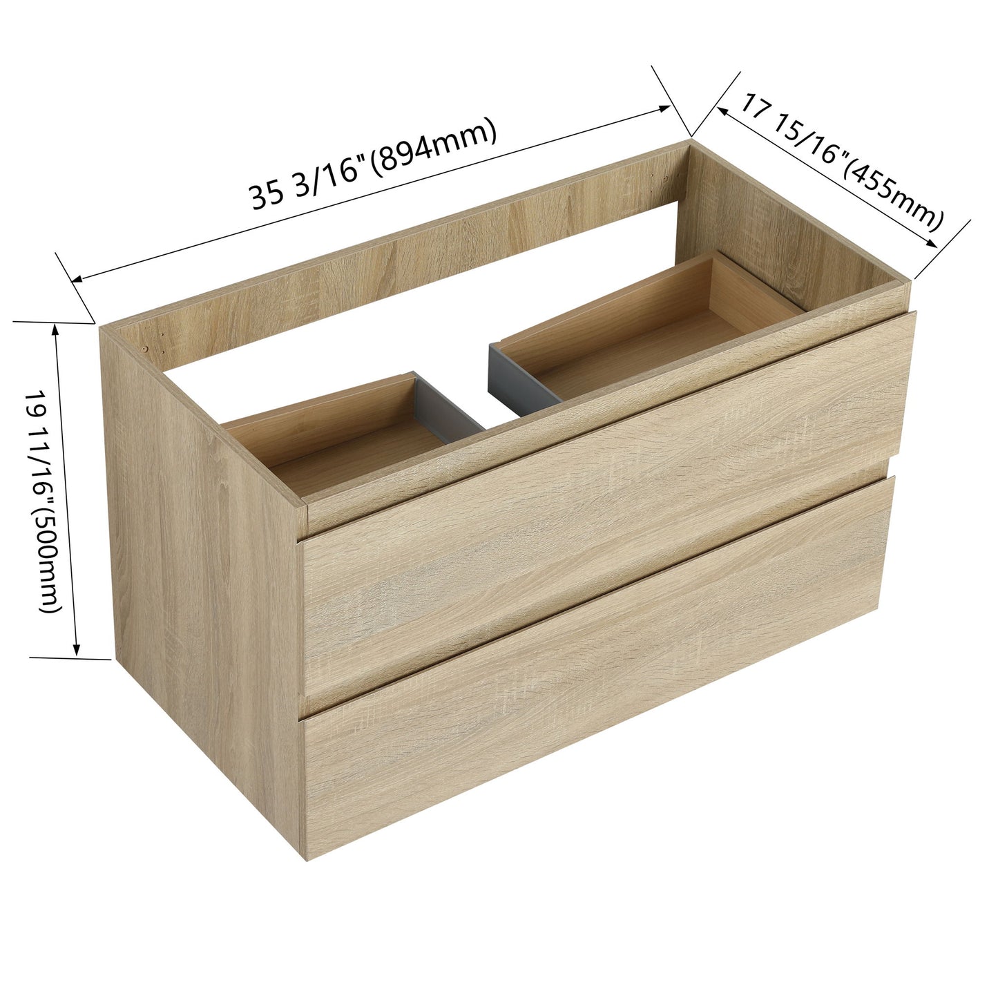 Wall Mounted Bathroom Vanity Cabinet, Soft Close Drawers (Vanity Only)