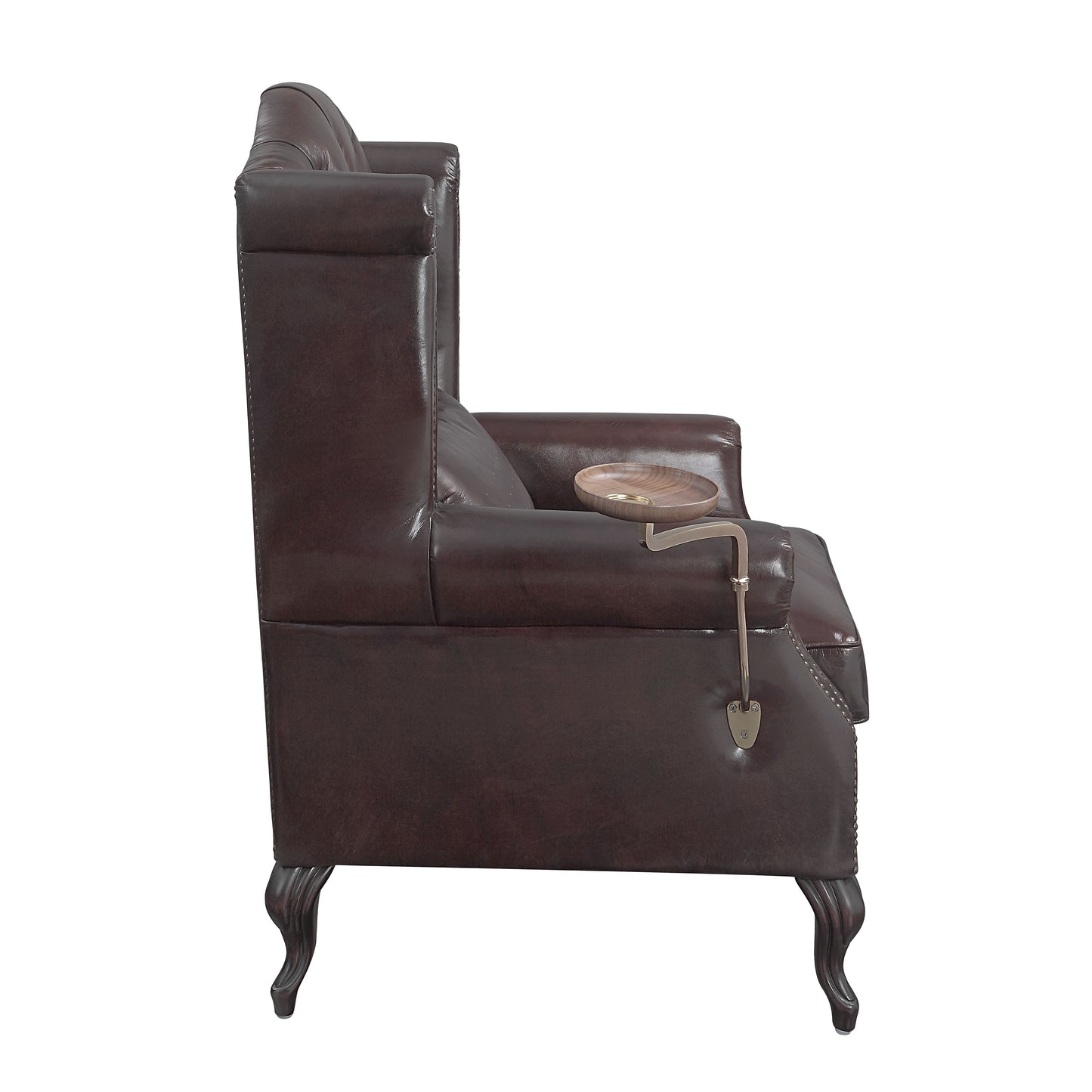 Pino - Vintage Top Grain Leather Accent Chair With 1 Toss Pillow - Brown