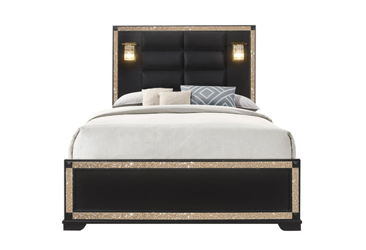 Blake - Queen Bed Headboard & Footboard - Black / Gold
