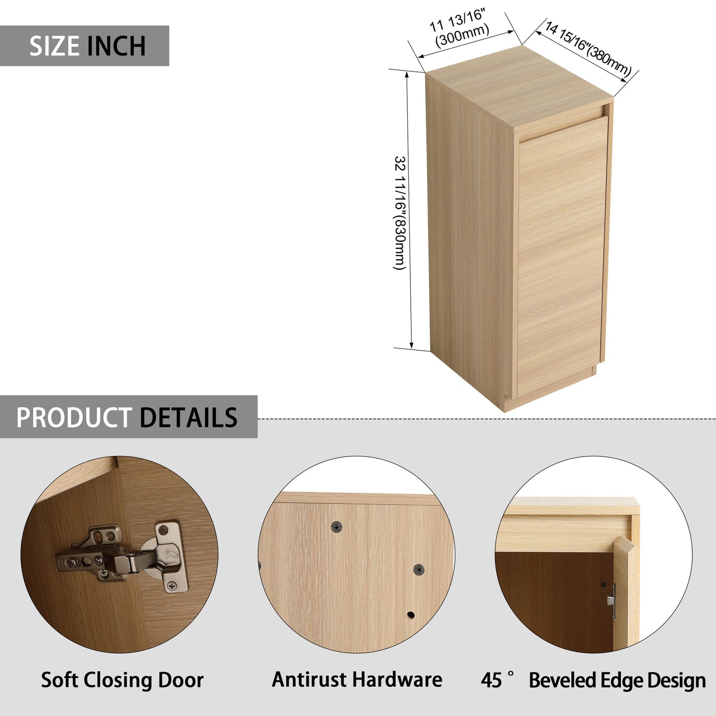 Freestanding Storage Cabinet, Soft Close Doors