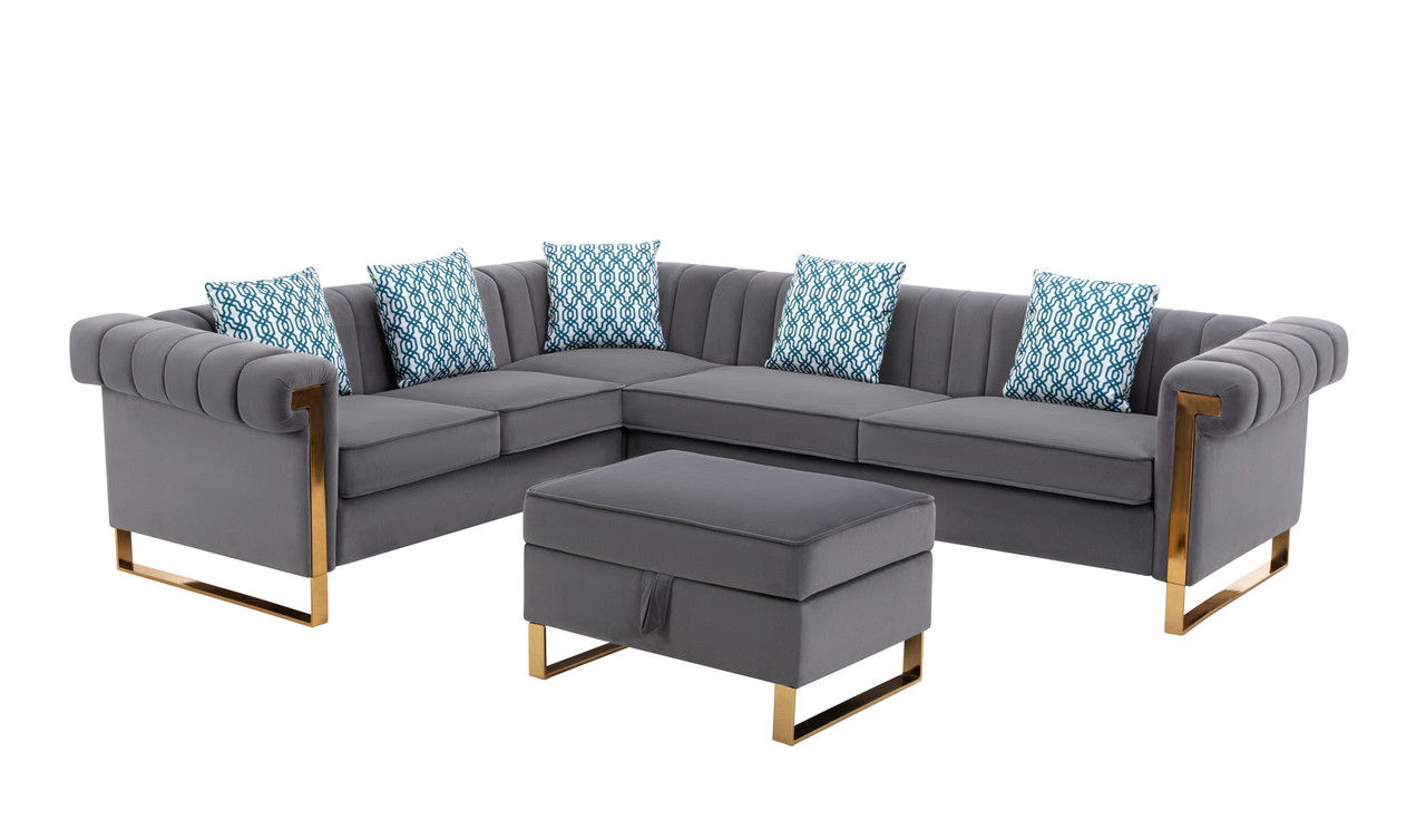 Maddie - Velvet Sectional Sofa