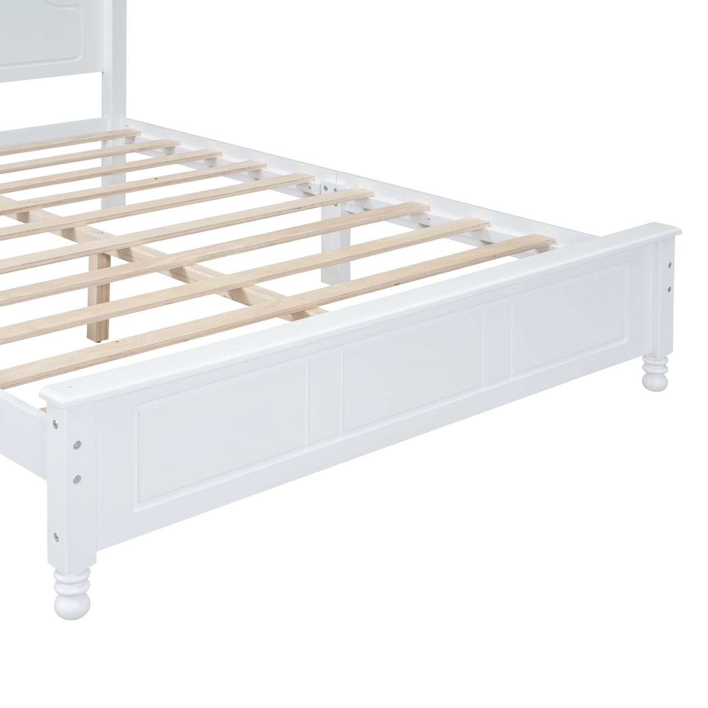 3-Pieces Bedroom Sets,Queen Size Wood Platform Bed  and Two Nightstands-White