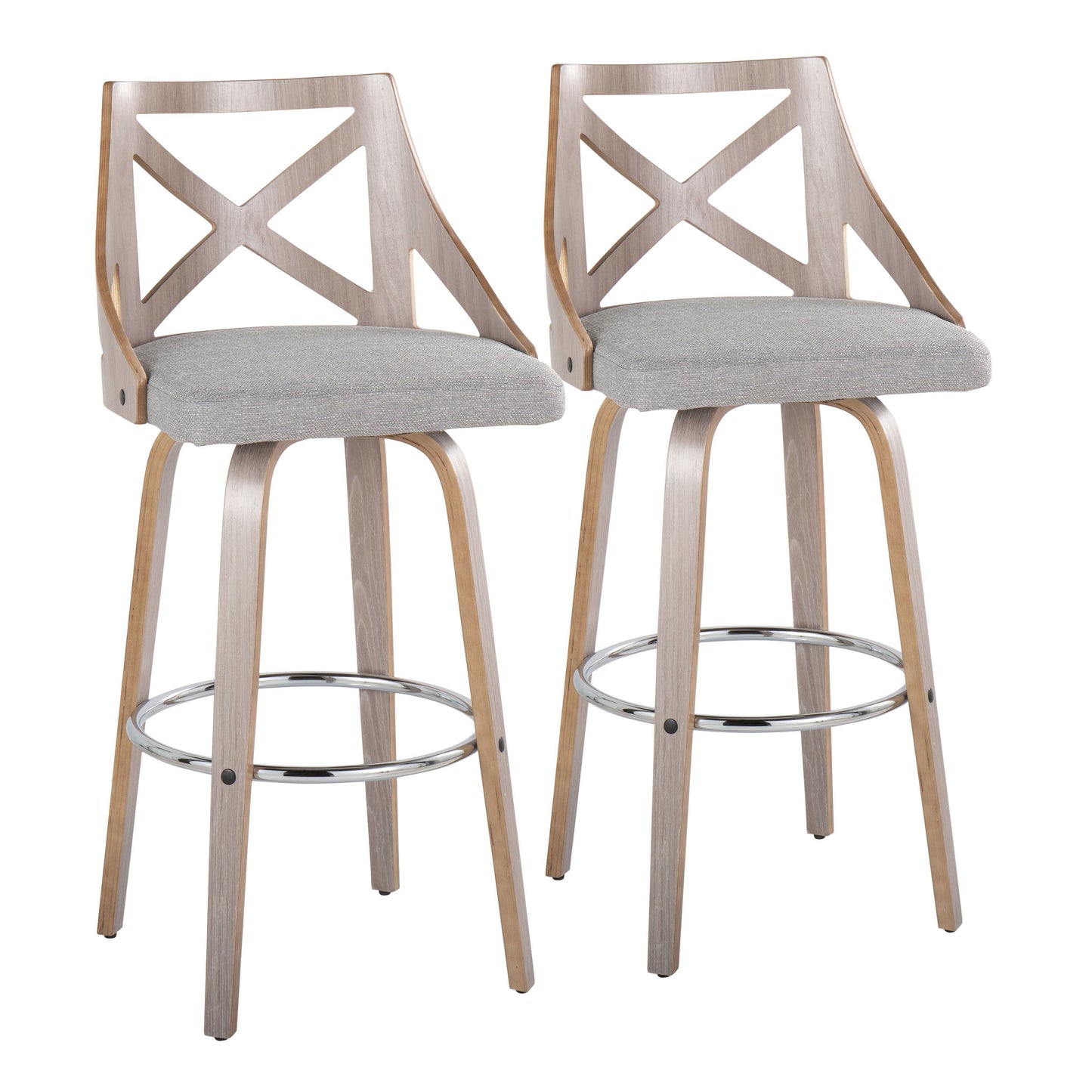 Charlotte - Farmhouse Fixed-Height Barstool With Swivel With Round Footrest (Set of 2)